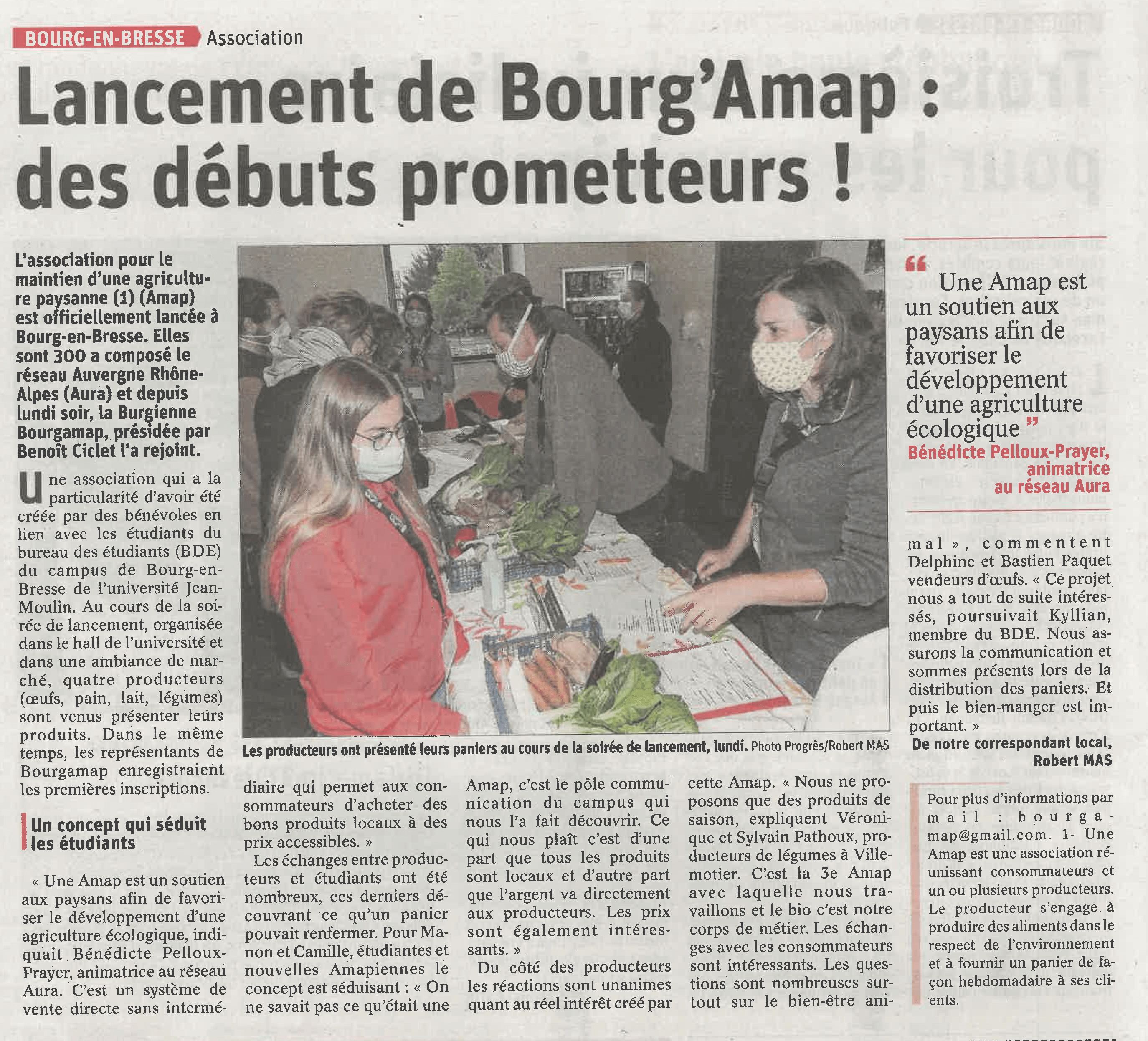 Article Progrès lancement de l'AMAP